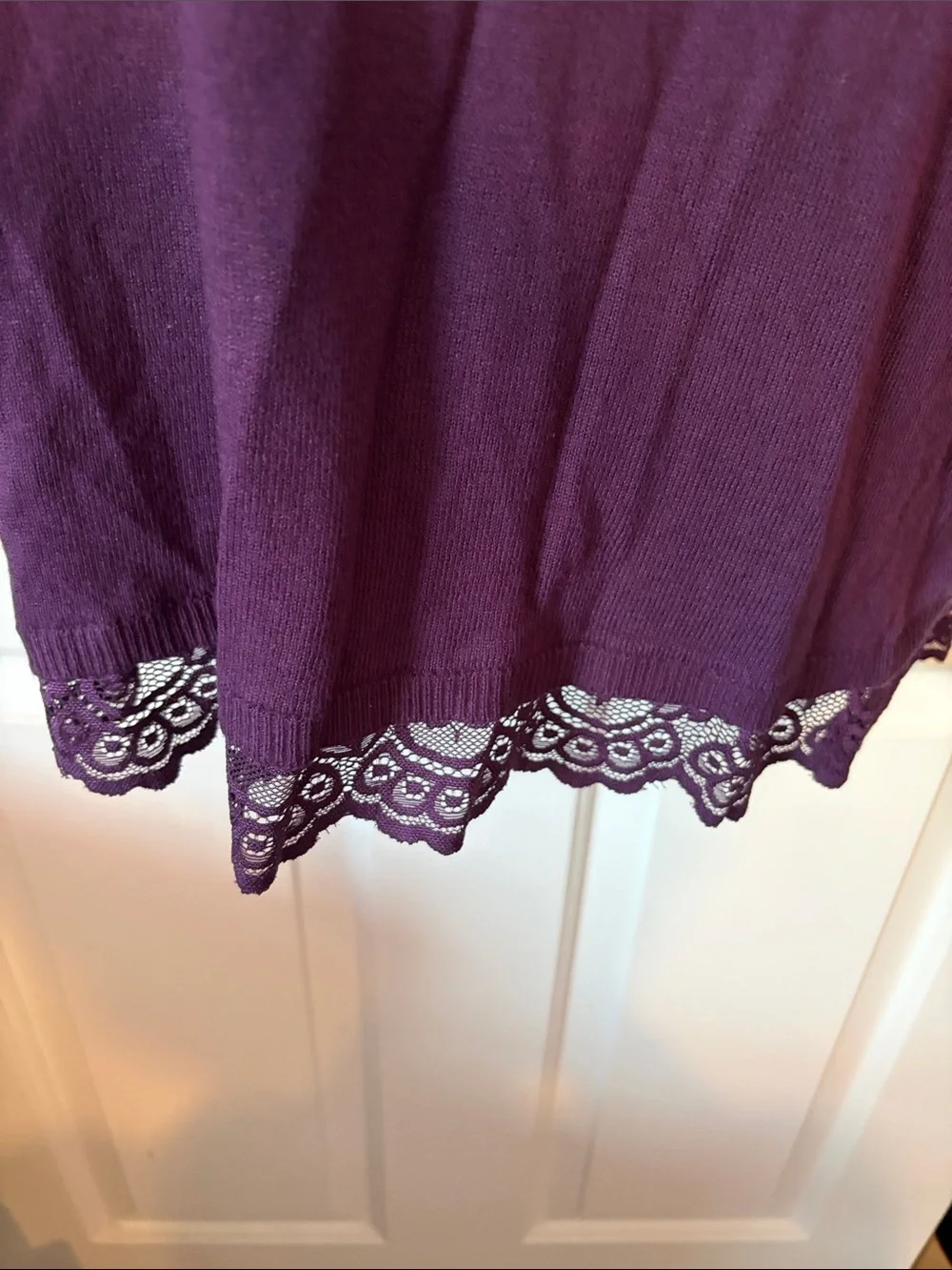 Torrid Dark Purple Lace-Hem Sweater NWT with lace shoulders and back size 0X